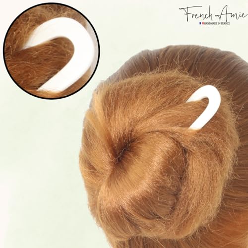 French Amie Slick Ivory Handmade Cellulose Acetate Chignon U Hair Pin Stick (Ivory) - color: Ivory