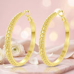 14K Gold Texture Earrings, 37/42mm Gold Hoop Earrings Classic Round Hoop Earring for Women Gold Jewelry Gift for Women - style: Texture Earrings-42mm