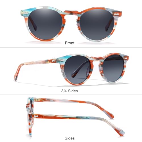 CARFIA Polarized Sunglasses for Women: Acetate Frame, Small/Medium Size, UV400 Protection - Anti Glare CA5288 - color: 7. Grey Gradient Lens