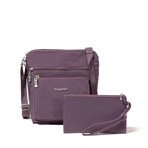 Baggallini Pocket Crossbody Bags for Women 8x8 Small Lightweight Durable Water-resistant Travel Purse W/Rfid - color: Misty Purple