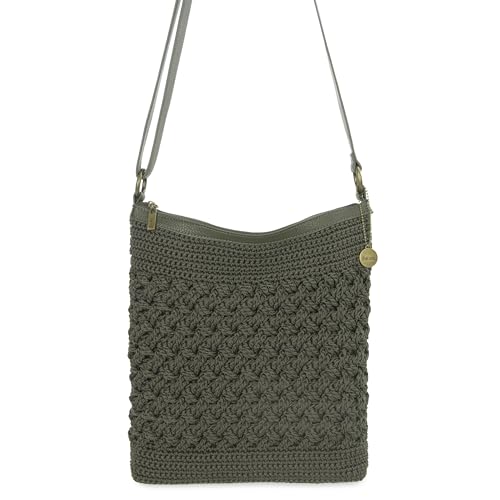 The Sak Lucia Crossbody Bag in Crochet, Convertible Purse with Adjustable Shoulder Strap - color: Moss Cozy Weave