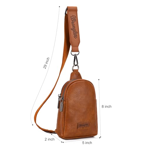 Wrangler Small Sling Bag for Women, Leather Crossbody Bags Cross Body Purse Fanny Packs with Adjustable Strap for Gift - color: *Classic-light Brown