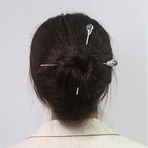 1 Pack Chinese Hair Stick for Long hair Metal Hair Pins 6" for Buns Vintage Hair Sticks for Women Daily Party - color: F
