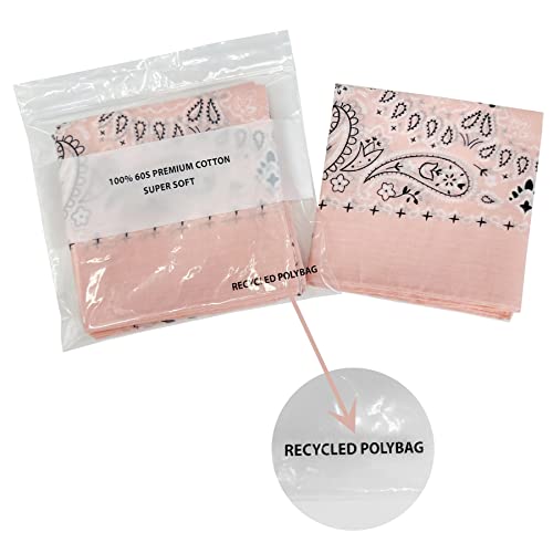 Bandanas for Women and Men，3 Pack Super Soft Thin 60s Preium Cotton 22 inch Handkerchiefs - color: 3 Pack-crystal Rose