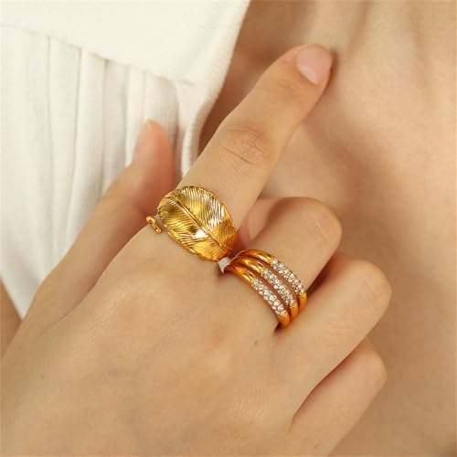 14K Gold Plated Rings for Women Open Adjustable Rings Stackable Rings Charming Rings Statement Rings Thumb Ring Band Finger Rings Vintage Rings Handmade Rings for Men Women Anniversary Birthday Gift - color: Ring03-15