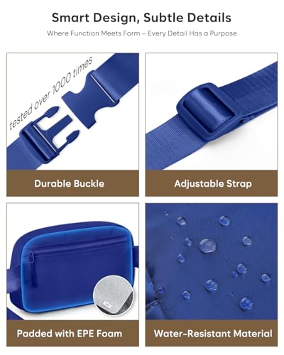 Pritent Fanny Packs for Women Cross Body Bag Waterproof Belt Bag with Adjustable Strap and Zipper Back Pocket Small Crossbody Bags Fashion Waist Packs for Workout Travelling(Blue) - color: Blue, size: Small