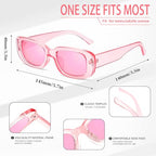 10 Pack Neon/Black Rectangle Sunglasses Bulk for Women Men Retro Trendy Small Rectangle Glasses Party Favors - color: Pink + Hotpink