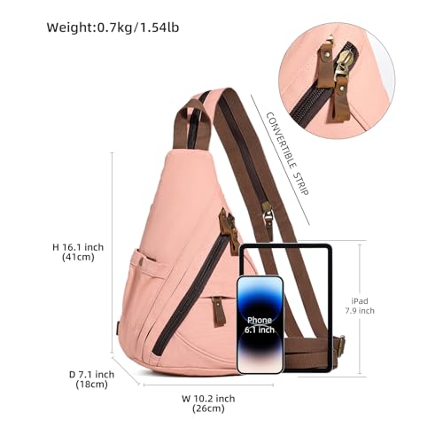 KL928 Canvas Sling Bag - Small Crossbody Backpack Shoulder Casual Daypack Rucksack for Men Women(Large Version,YellowishOrange) - color: Canvas-yellowishorange
