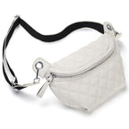 Women's Quilted Crossbody Waist Pack, PU Leather Fanny Pack Sling Bag with Adjustable Belt, Small Shoulder Purse for Travel, Daily Use (Off-white) - color: D-off White
