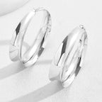 Chunky Gold Silver Hoop Earrings for Women Wide Flat Huggie Hoops Dangle Earrings Big Large Punk Smooth Surface Statement Earrings Fashion Jewelry - color: B Silver