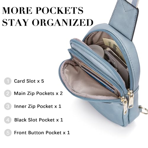 BOSTANTEN Small Sling Bag Crossbody Bags for Women Trendy Crossbody Purse Leather Chest Bag - color: A-denim Blue