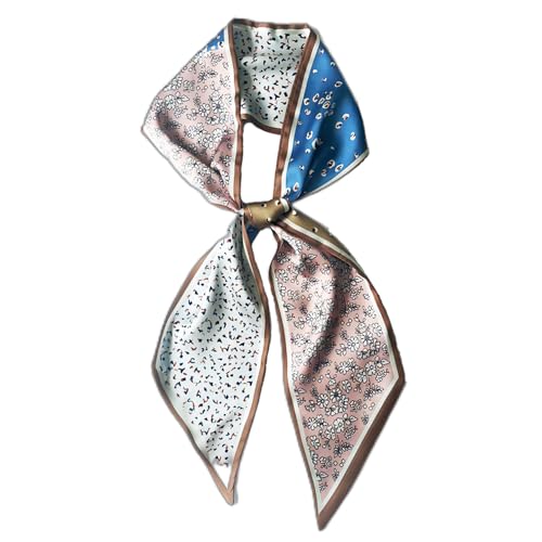 Silk Head Scarf for Hair Fashion Headwrap for Women Lightweight Neck Tie - color: X008-pink & Blue Contrasting Colors