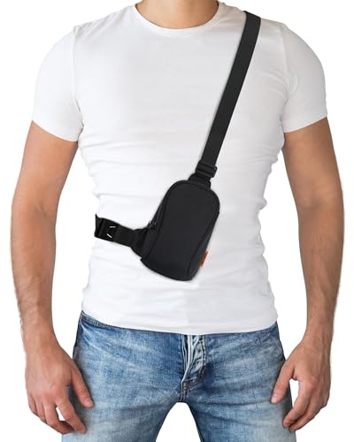 Peicees Sportswear Essentials Small Crossbody Bag for Men Women Mini Sling Bag Travel Running Phone Daypack Cross Body Shoulder Bags, Black - color: Black