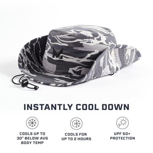 MISSION Cooling Bucket Hat - Unisex Wide-Brim Hat for Men & Women - Lightweight, Foldable & Durable - Cools Up to 2 Hours - color: Matrix Camo Silver