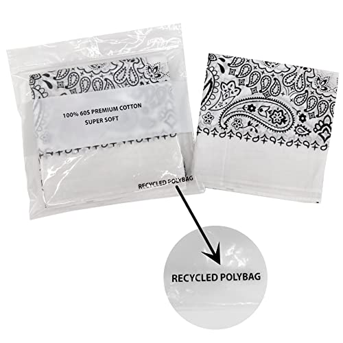 Bandanas for Women and Men，3 Pack Super Soft Thin 60s Preium Cotton 22 inch Handkerchiefs - color: 3 Pack-classic
