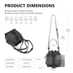 AFKOMST Faux Suede Bucket Bags and Drawstring Crossbody Purse for Women Medium Tote Handbags with 2 Shouder Straps | Fit Pad mini, Long Wallet, Removable Long Strap - color: Grey