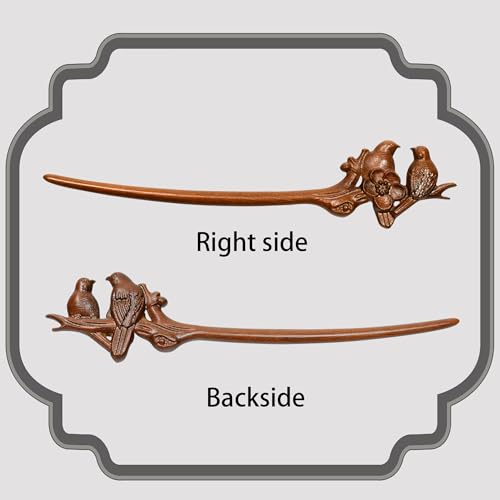 Traditional Chinese hair sticks, retro wooden hair pins, used for long hair accessories buns, Hanfu Dressing Accessories（Winter’s Harmony:Plum Duet） - color: Winter’s Harmony:Plum Duet