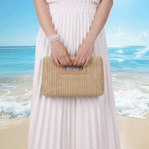 Top Handle Clutch Handbags for Women, Evening Handbag Shoulder Crossbody Purse with Gold Chain - color: Khaki