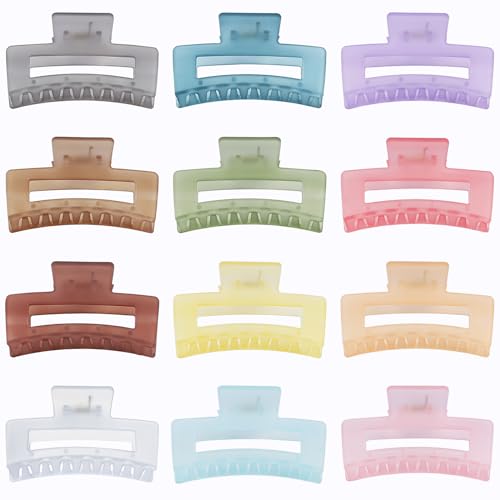 Sisiaipu 3.5 Inch Square and Rectangular Hair Clips - 12 Pcs Claw Clips for Thick and Thin Hair, Rectangle Jaw Clips in Bulk, Hair Accessories for Women and Girls - Ice Cream - color: Ice Cream