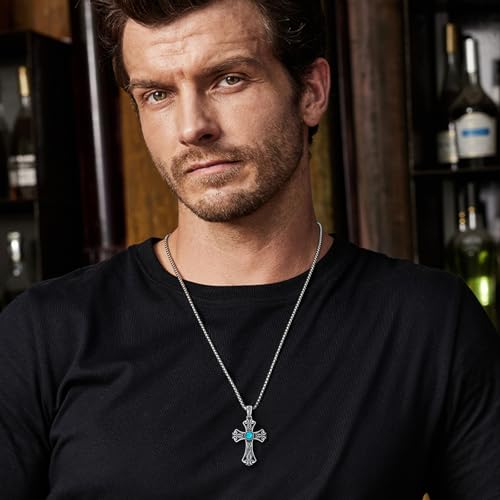 Turquoise Necklaces 925 Sterling Silver Western Necklace Boho Jewelry for Men Women Her Birthday Valentines Day Gifts - style: 1-Celtic Cross Necklace