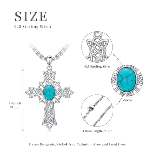 Turquoise Necklaces 925 Sterling Silver Western Necklace Boho Jewelry for Men Women Her Birthday Valentines Day Gifts - style: 6-Cross Necklace