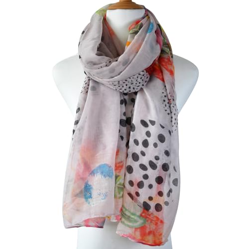Lightweight Boho Scarf for Women Spring Summer Floral Printed Scarves Fashion Shawl Wrap - color: E11