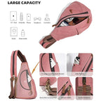 KL928 Canvas Sling Bag - Small Crossbody Backpack Shoulder Casual Daypack Rucksack for Men Women(Large Version, Rust Red) - color: Canvas-rust Red