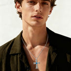 Turquoise Necklaces 925 Sterling Silver Western Necklace Boho Jewelry for Men Women Her Birthday Valentines Day Gifts - style: 5-Cross Necklace