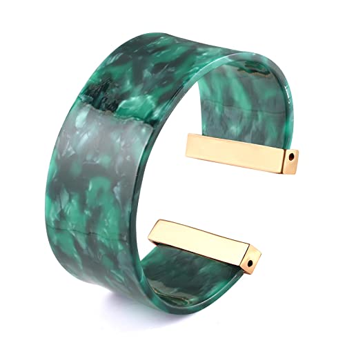FAERLIIRY Cuff Bracelet for Women Acrylic Resin Bracelets Statement Bangle Bracelet Adjustable Bracelet Wide Chunky Bracelets for Women - color: Green
