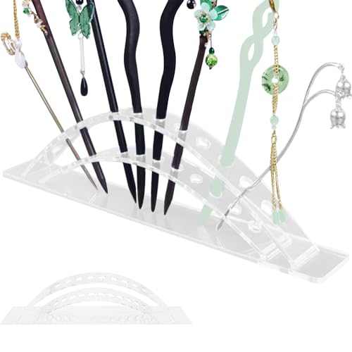 WAYUTO Hair Chopsticks Organizer Hairpin Stick Display Stand Arched Acrylic Display Stand Clear 12 Slot Display Stand Acrylic Stand for Display Hair Stick Storage Organizer for Pens Makeup Brush