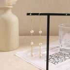 Hayopi Pearl Earrings for Women - Dainty Gold Dangle Drop Earrings, 14k Gold Plated Cute Bow Design, Hypoallergenic Pearl Studs, Wedding Jewelry Gifts - color: GOLD-3 dangle pearl earrings