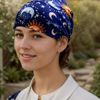 1 Pack Boho Headbands Stretch Paisley Print Bandana Headband Criss Cross Hair Bands Knotted Head Wrap Yoga Daily for Women and Girls (Blue Cosmic) - color: Blue Cosmic