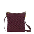 The Sak Lucia Crossbody Bag in Crochet, Convertible Purse with Adjustable Shoulder Strap - color: Black Cherry Weave