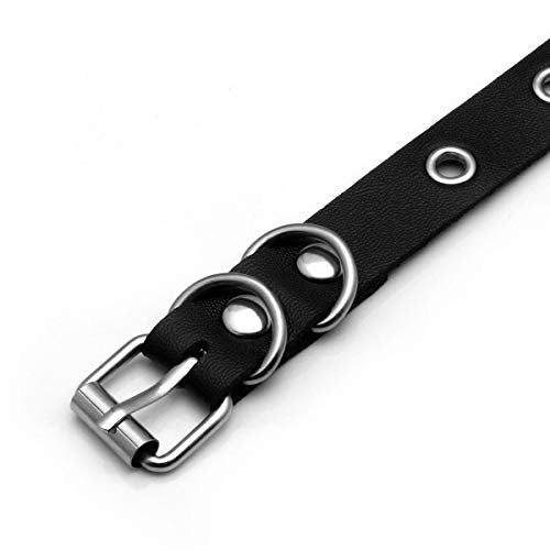 Eigso Vintage Punk Goth Studded Rivet Pu Leather Collar Choker Necklace with Spikes Adjustable - color: N-Black