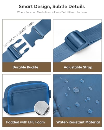 Pritent Fanny Packs for Women Cross Body Bag Waterproof Belt Bag with Adjustable Strap and Zipper Back Pocket Small Crossbody Bags Fashion Waist Packs for Workout Travelling(Navy Blue) - color: Navy Blue, size: Small