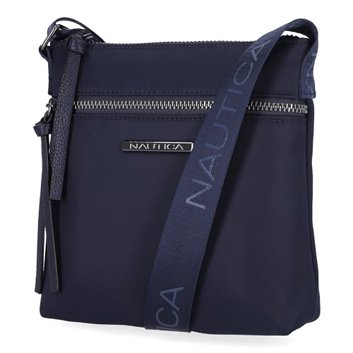 Nautica Diver Nylon Small Women's Crossbody Bag Purse with Adjustable Shoulder Strap - color: Zipper Up Indigo