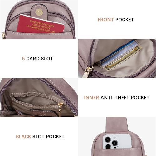 BOSTANTEN Small Sling Bag Crossbody Bags for Women Trendy Crossbody Purse Leather Chest Bag - color: A-purple
