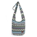 Coton Pose Women Hippie Crossbody Bag - Top Zip Large Capacity Canvas Sling Bag - Jacquard Cloth Handmade - color: Boho Green