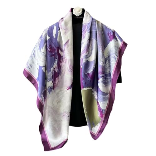 XL 43 Inch Extra Large Square Scarf Fashion Scarves Silk Feeling Hair Scarf Wrapping Scarfs Night Sleeping Headscarf - color: Ba1025
