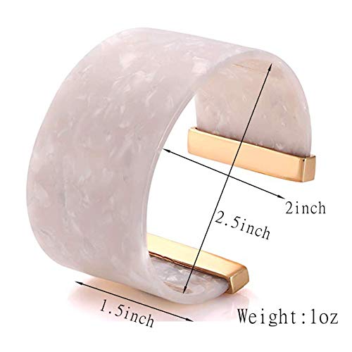 FAERLIIRY Cuff Bracelet for Women Acrylic Resin Bracelets Statement Bangle Bracelet Adjustable Bracelet Wide Chunky Bracelets for Women - color: White