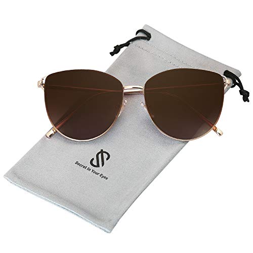 SOJOS Mirrored Flat Lens Fashion Sunglasses for Women SJ1085 - color: Gold/Brown