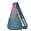 KL928 Canvas Sling Bag - Small Crossbody Backpack Shoulder Casual Daypack Rucksack for Men Women(Large Version, Violet+GrayishBlue) - color: Canvas-violet+grayishblue