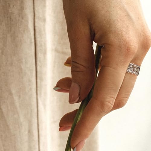 14K Gold Plated Open Ring 925 Sterling Silver Ring Open Adjustable rings for women Band Rings for Men Women Gold Stackable Rings for Women Teen Girls Silver Statement Ring Band Chunky Open Twist Ring - color: Silver30