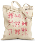 Miss Adola Canvas Tote Bag with Zipper – Cute Canvas Bags for Women Aesthetic Design Reusable Totes for Shopping Work Travel - style: Pk Bow Knot