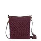 The Sak Lucia Crossbody Bag in Crochet, Convertible Purse with Adjustable Shoulder Strap - color: Black Cherry Weave