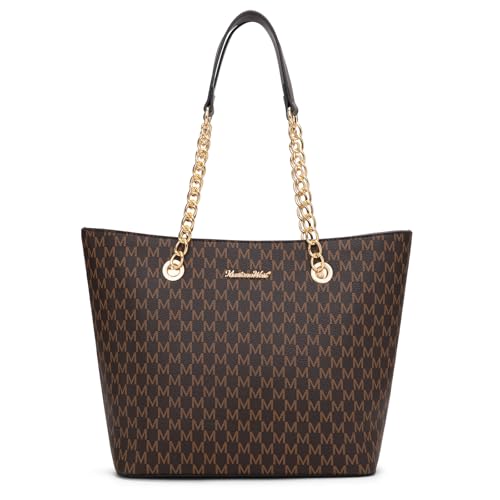 Montana West Tote Bag for Women Chain Top-handle Handbags - color: Brown