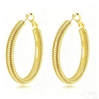 14K Gold Texture Earrings, 37/42mm Gold Hoop Earrings Classic Round Hoop Earring for Women Gold Jewelry Gift for Women - style: Texture Earrings-39mm