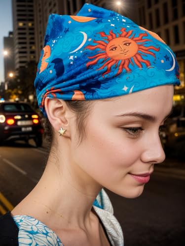 1 Pack Boho Headbands Stretch Paisley Print Bandana Headband Criss Cross Hair Bands Knotted Head Wrap Yoga Daily for Women and Girls (Moon) - color: Moon