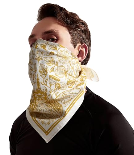 21"x21" Soft Cotton Bandana for Men and Women Unisex Head Wrap Scarf Headband Face Mask for Outdoor - color: Qm-beetles in Bloom