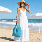Hand-woven Soft Large Straw Shoulder Bag Boho Straw Handle Tote Retro Summer Beach Bag Rattan Handbag - color: Blue